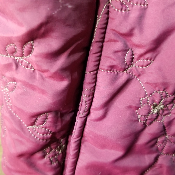 CROFT & BARROW Quilted Marron Floral  Embroidered Vest Sm PL - Picture 10 of 11